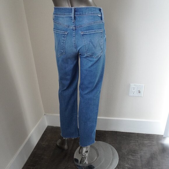 Mother Rambler Jeans Mid Rise Ankle Fray Blue Denim Wide Leg 24"x27" Size 24 - Picture 4 of 9